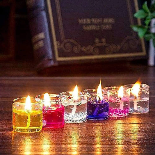 Perpetual Tealight Candles for Home Decoration - Pack of 12 Gel Wax Lighting Mini Jelly Candles for Home Decoration