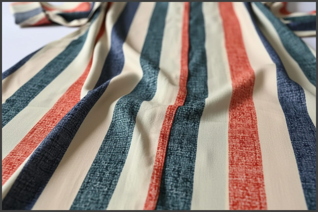 Stripe Rayon Kurti with Red Palazzo Set | Kella Weave