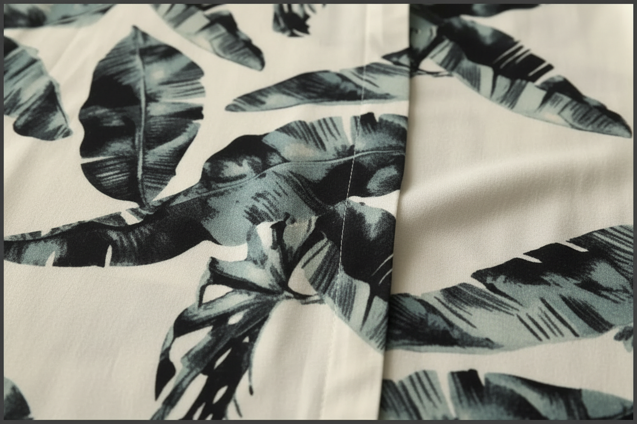 Tropical Leaf Rayon Kurti with Olive Palazzo Set | Kella Weave