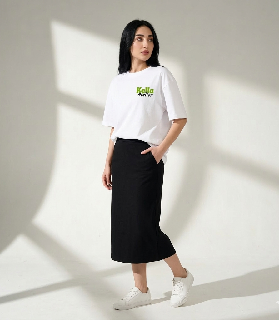 Matcha Cat Oversized Tee — Kella Atelier | 220 GSM Premium Cotton