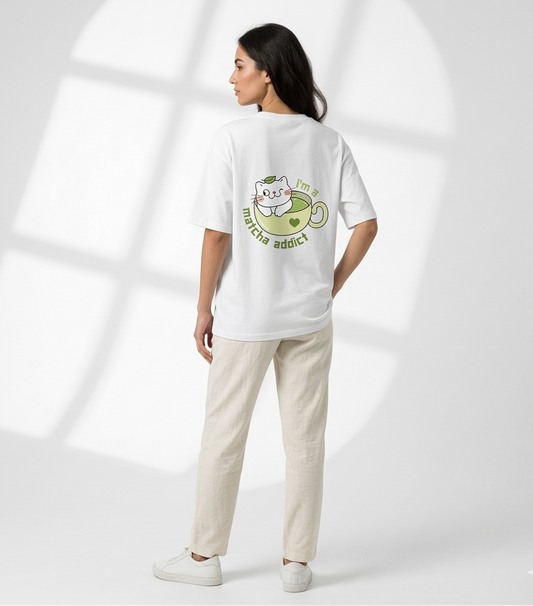 Matcha Cat Oversized Tee — Kella Atelier