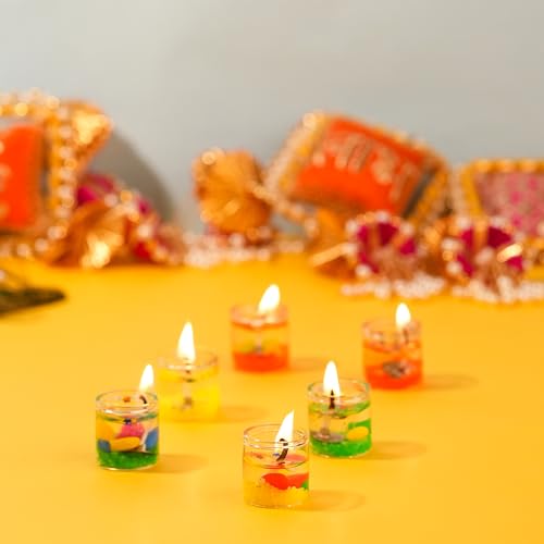 Perpetual Tealight Candles for Home Decoration - Pack of 12 Gel Wax Lighting Mini Jelly Candles for Home Decoration