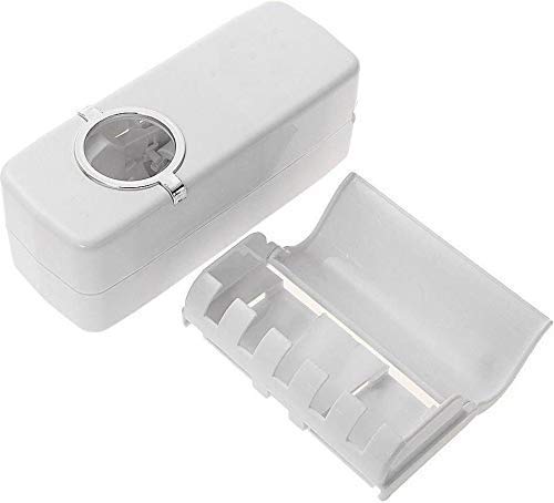 Modern Wall Mounted Plastic Dust Proof Automatic Toothpaste Dispenser and Detachable Hole 5 Toothbrush Holder