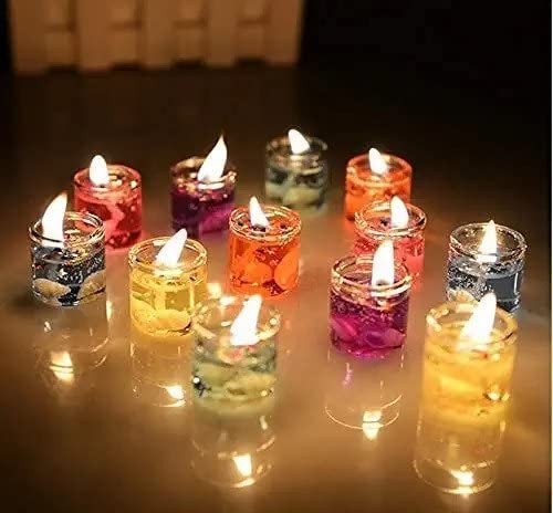 Perpetual Tealight Candles for Home Decoration - Pack of 12 Gel Wax Lighting Mini Jelly Candles for Home Decoration