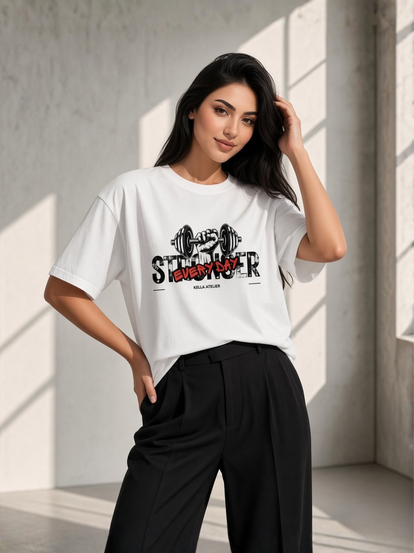 Stronger Everyday Oversized Tee - Kella Atelier | 220 GSM Premium Cotton