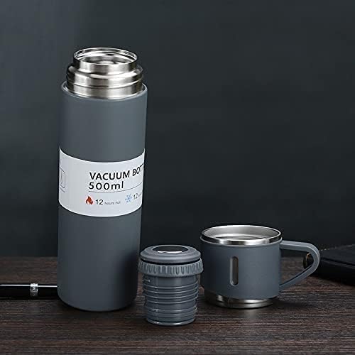 Kella Steel Vacuum Flask Set with 3 Stainless Steel Cups Combo - 500ml - Keeps HOT/Cold  12 Hours