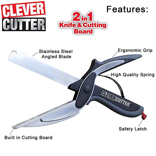 2 in 1  Stainless Steel Clever Cutter - Multi-functional Kitchen Tool for Easy Vegetable and Fruit Cutting