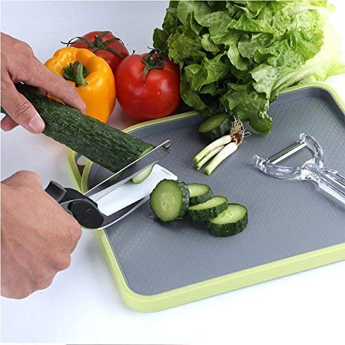 2 in 1  Stainless Steel Clever Cutter - Multi-functional Kitchen Tool for Easy Vegetable and Fruit Cutting