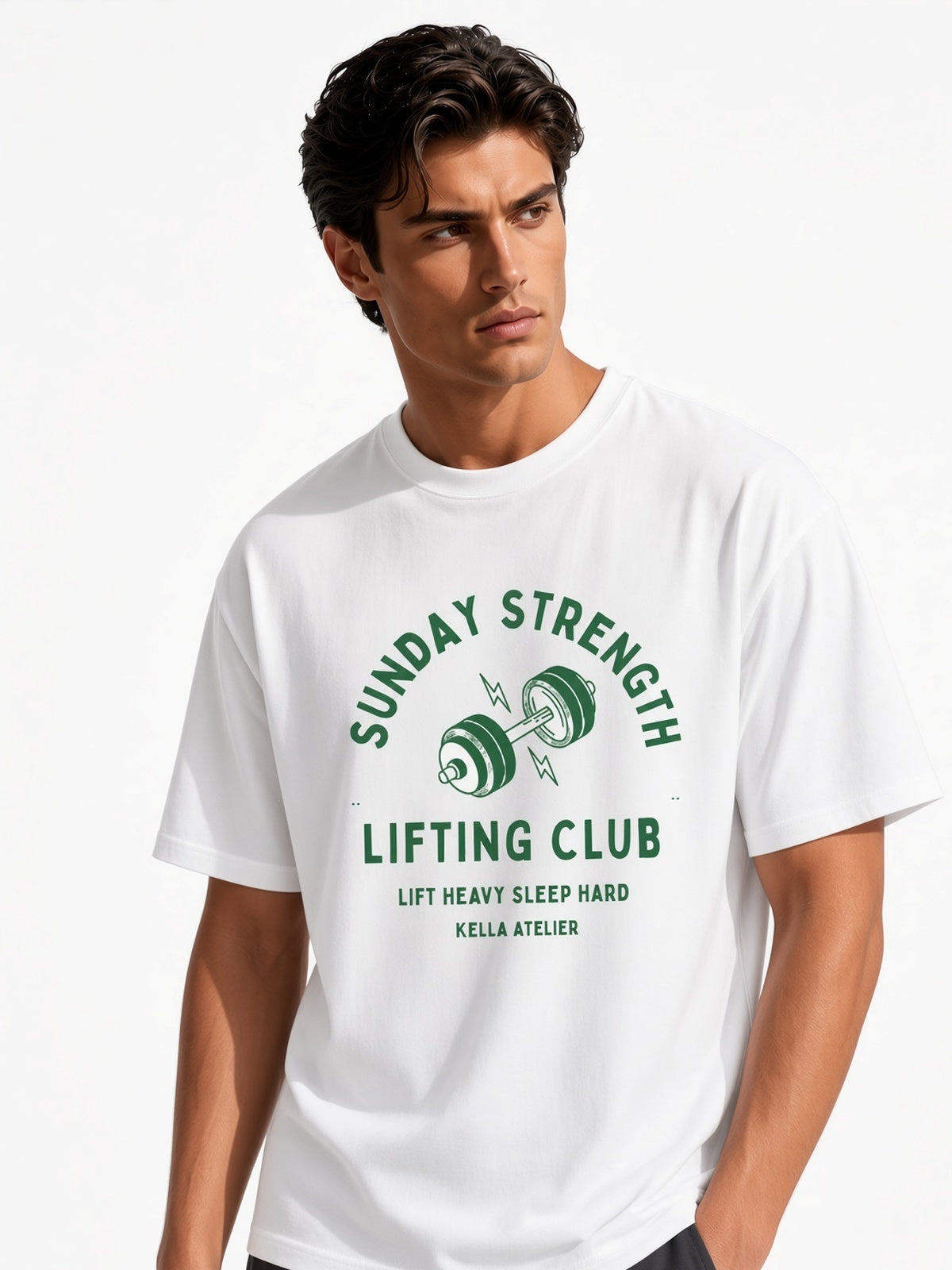 Sunday Strength Oversized Tee - Kella Atelier | 220 GSM Premium Cotton