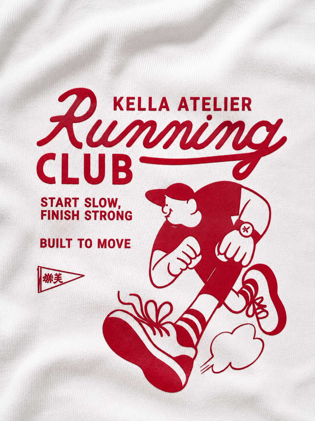 Red Running Club Oversized Tee - Kella Atelier | 220 GSM Premium Cotton