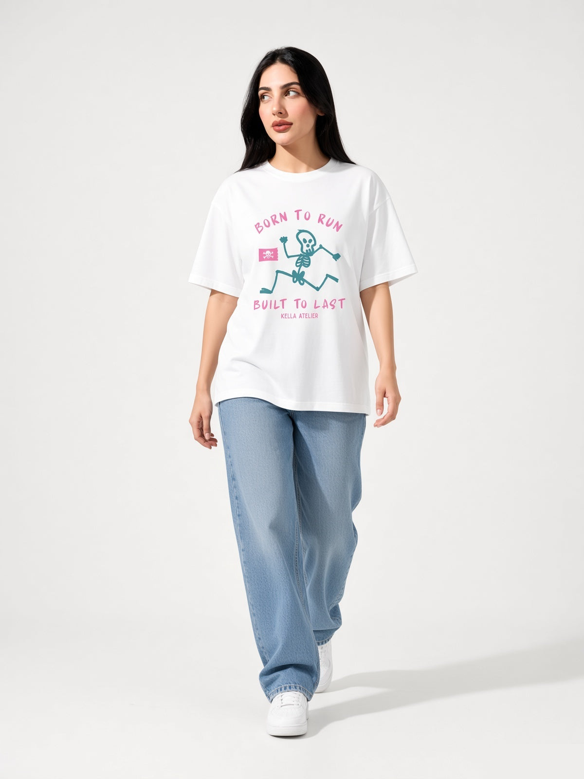 Born To Run Oversized Tee - Kella Atelier | 220 GSM Premium Cotton