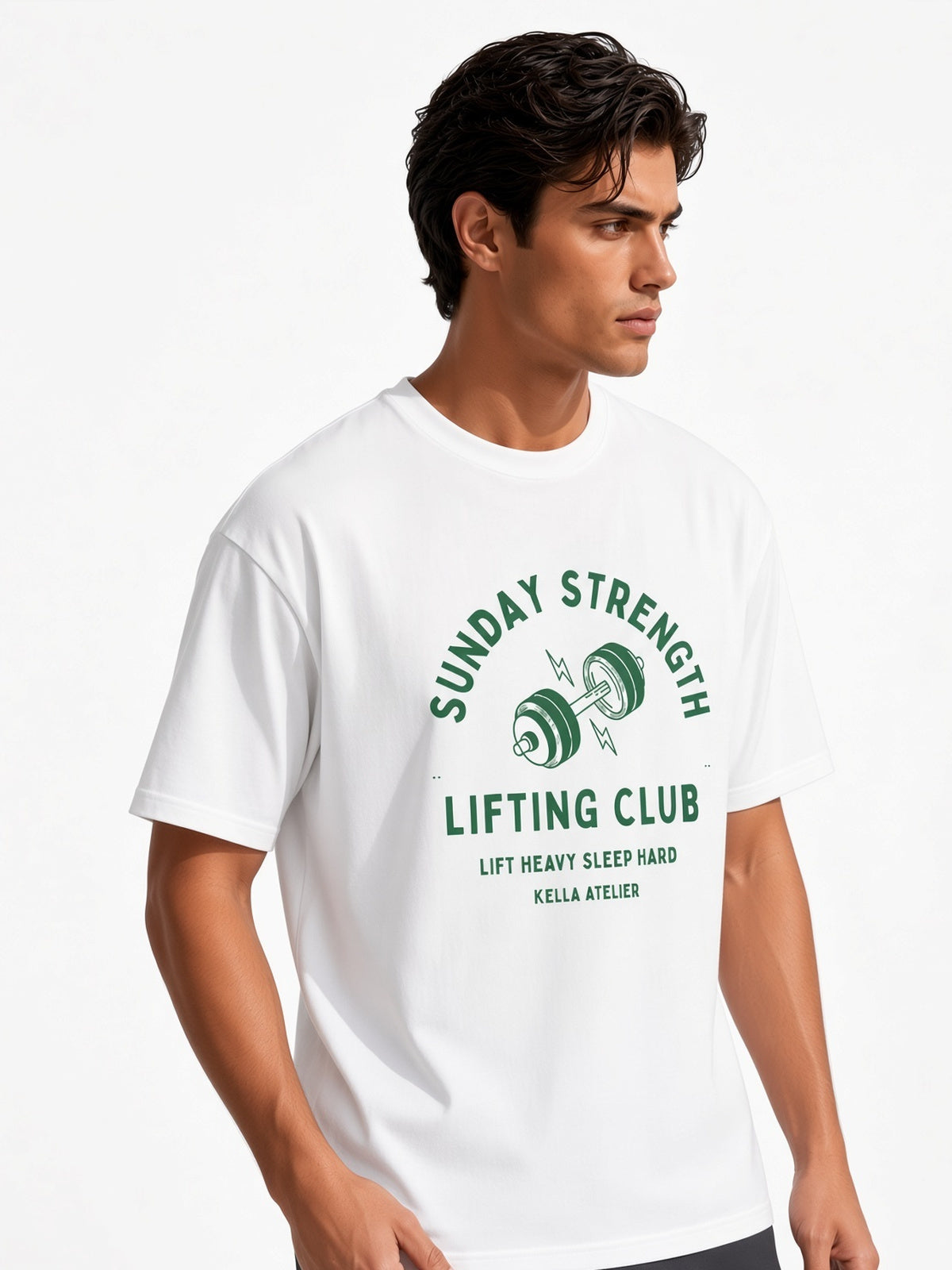 Sunday Strength Oversized Tee - Kella Atelier | 220 GSM Premium Cotton