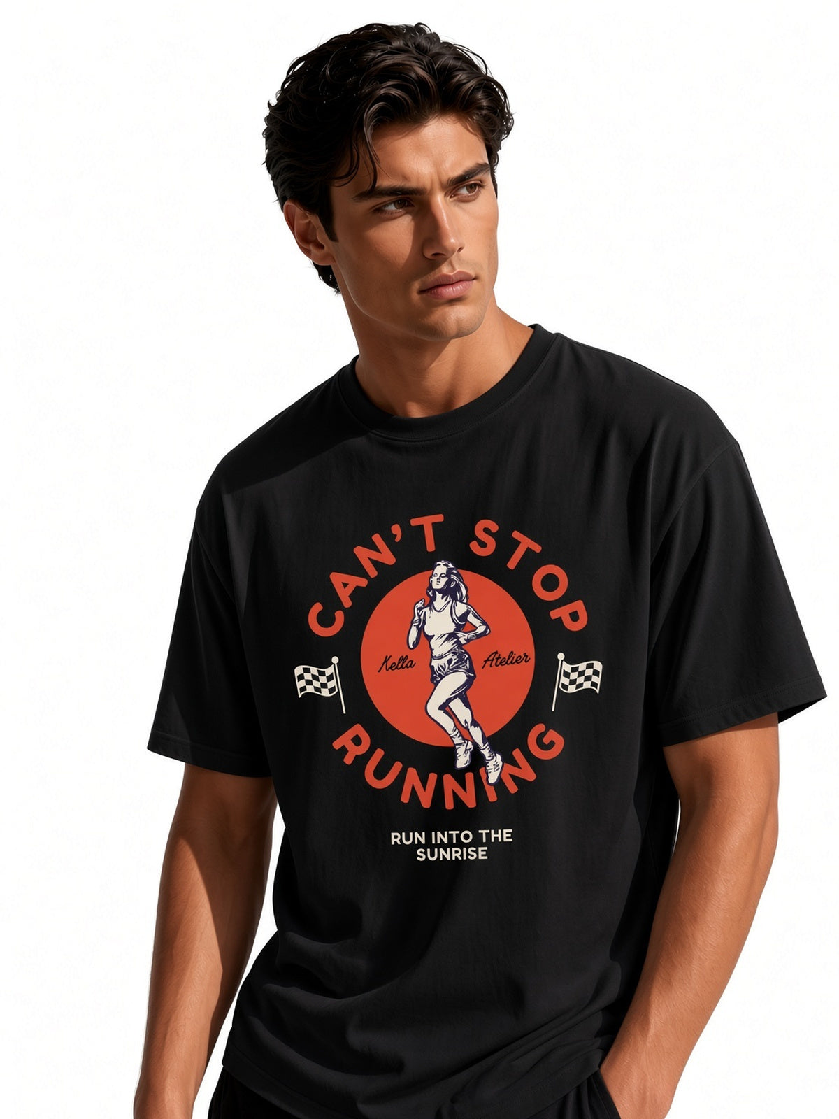 Can't Stop Running Duos Oversized Tee - Kella Atelier | 220 GSM Premium Cotton