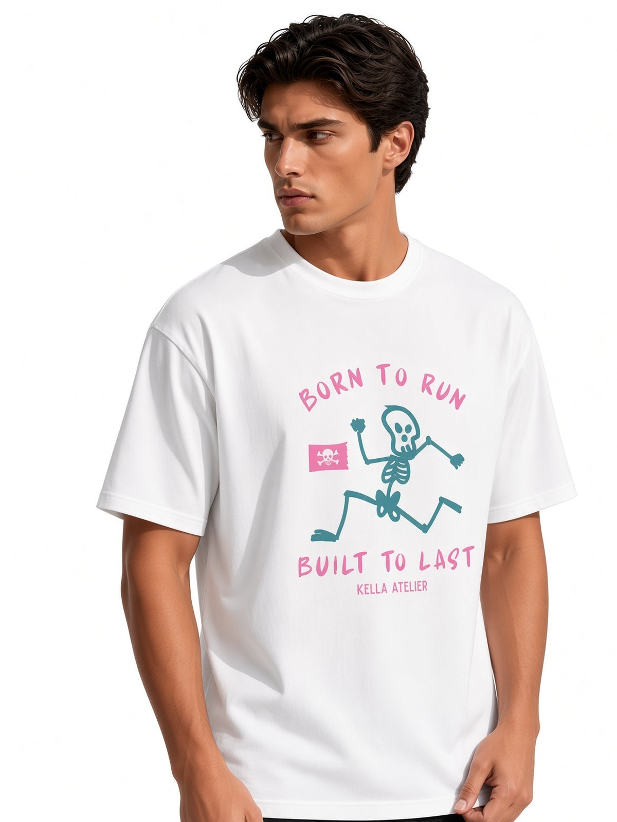 Born To Run Oversized Tee - Kella Atelier | 220 GSM Premium Cotton