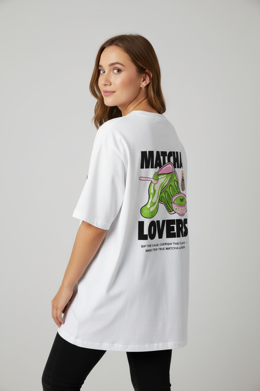 Matcha Lovers Oversized Tee - Kella Atelier | 220 GSM Premium Cotton