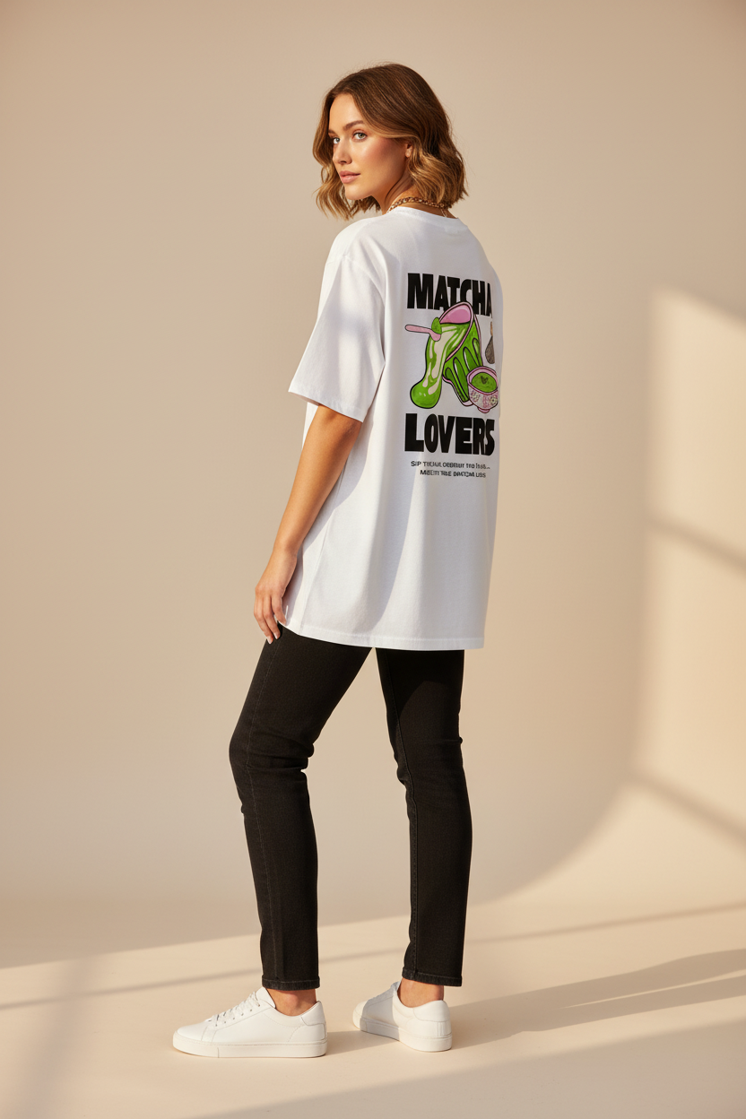 Matcha Lovers Oversized Tee - Kella Atelier | 220 GSM Premium Cotton