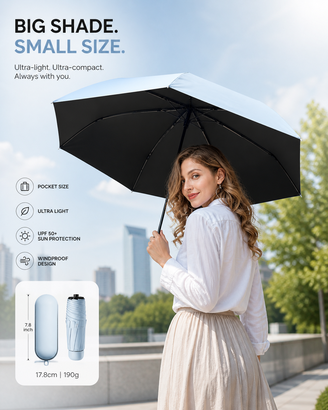 KELLA Portable Sky Capsule Umbrella — Sun & Rain Protection