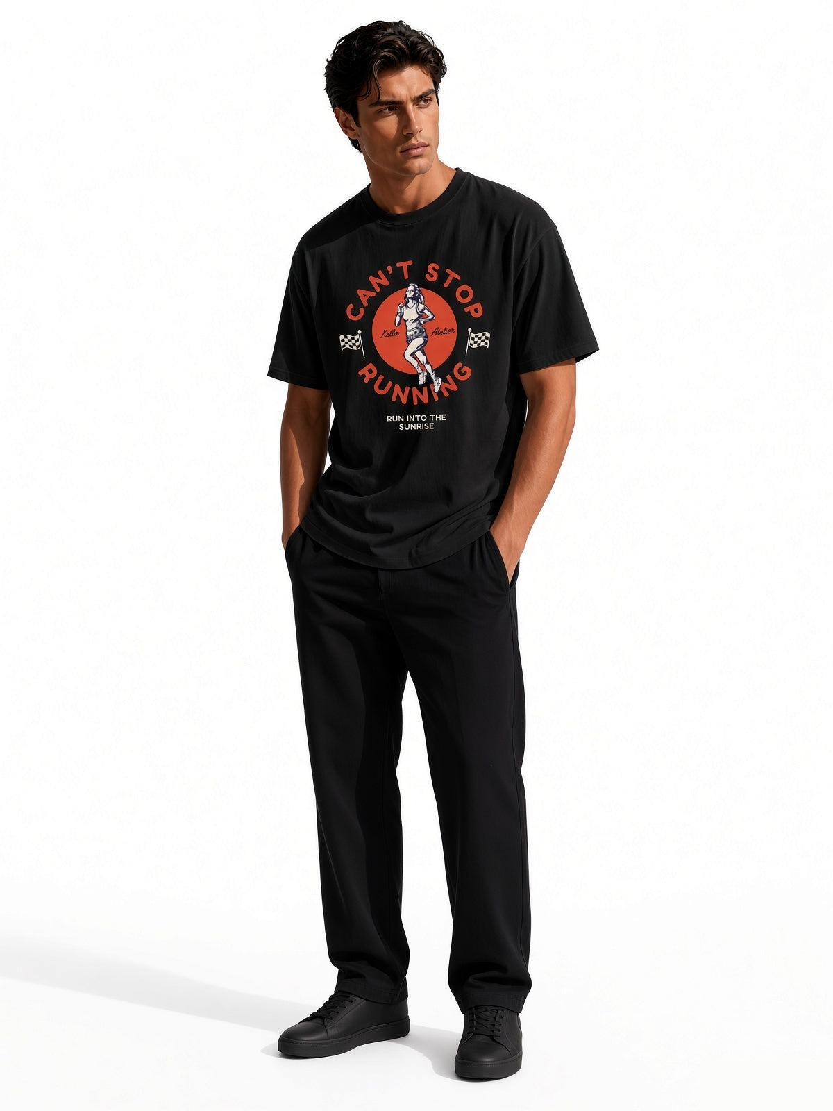 Can't Stop Running Duos Oversized Tee - Kella Atelier | 220 GSM Premium Cotton