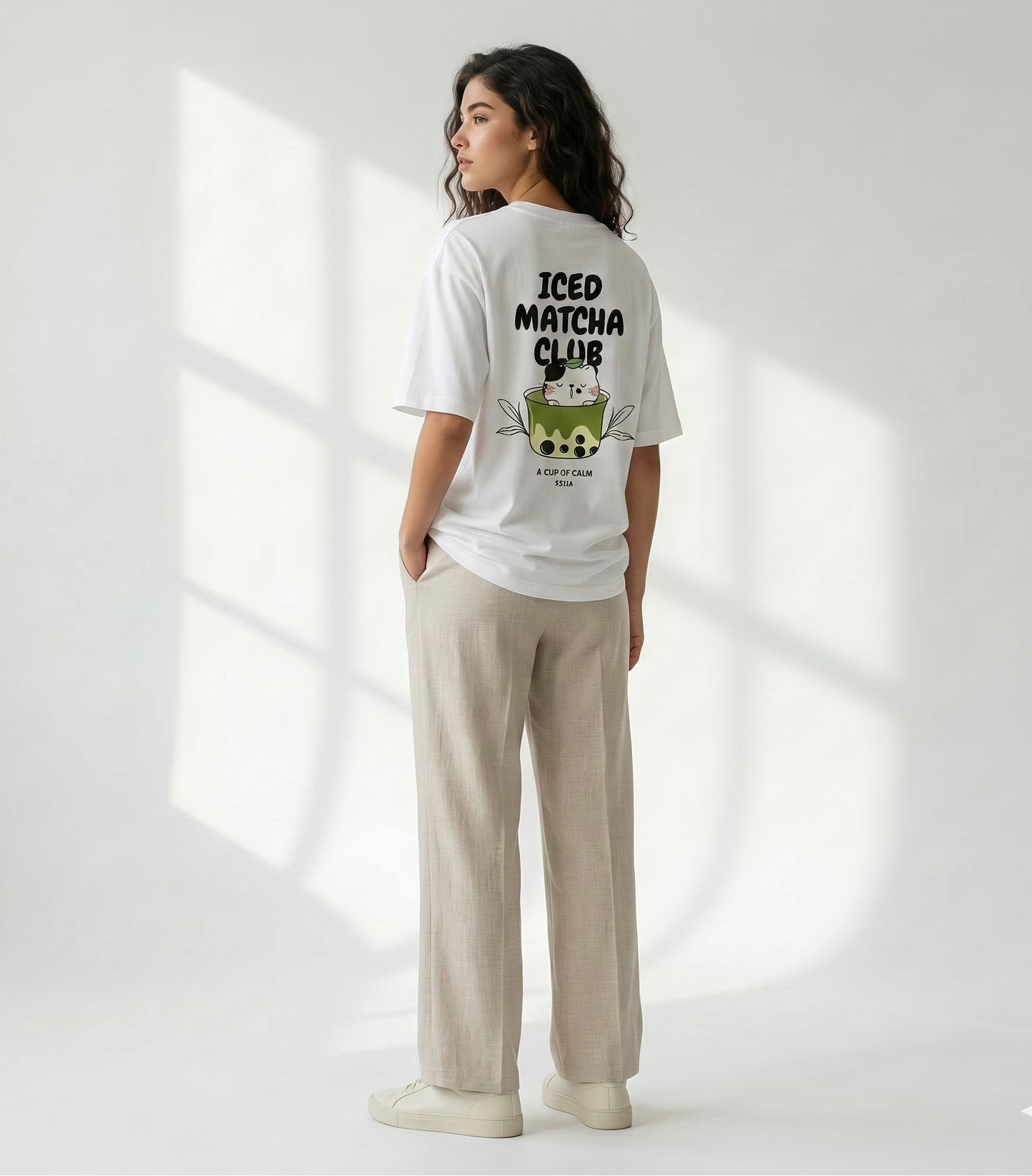 Matcha Ice Club Oversized Tee - Kella Atelier | 220 GSM Premium Cotton