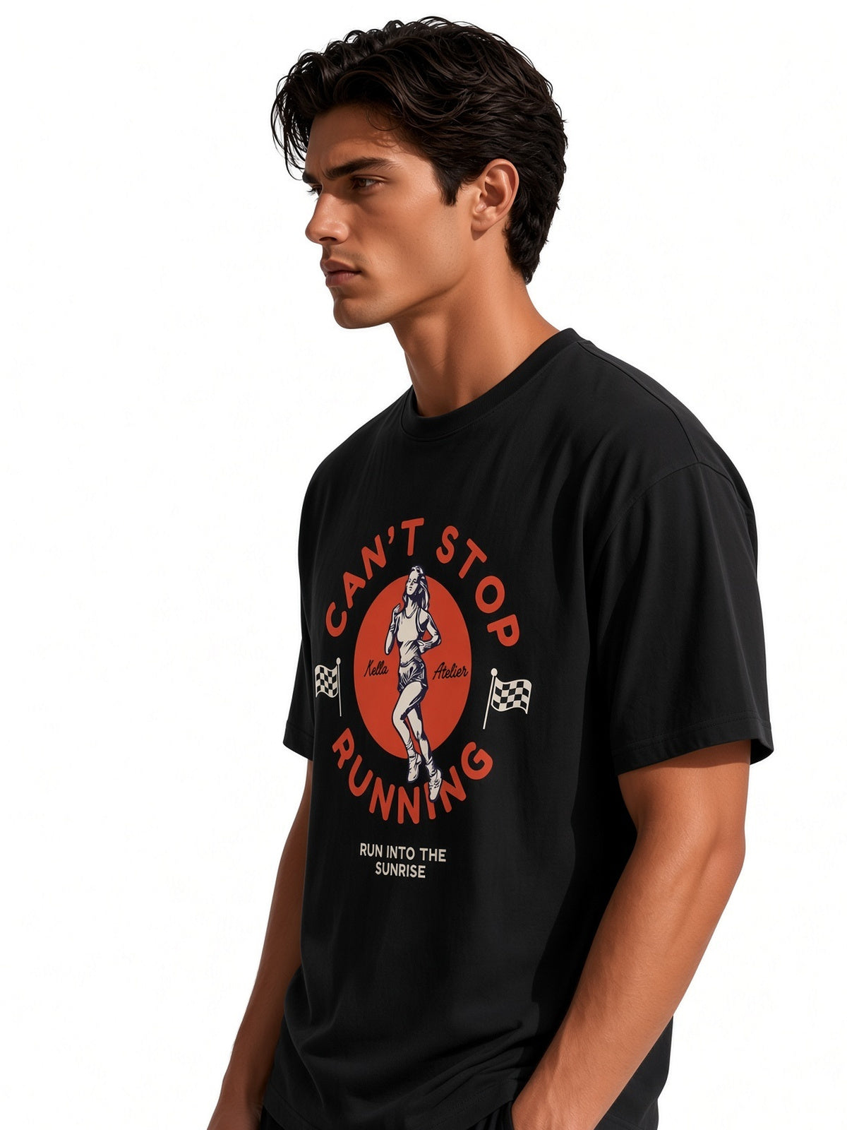 Can't Stop Running Duos Oversized Tee - Kella Atelier | 220 GSM Premium Cotton