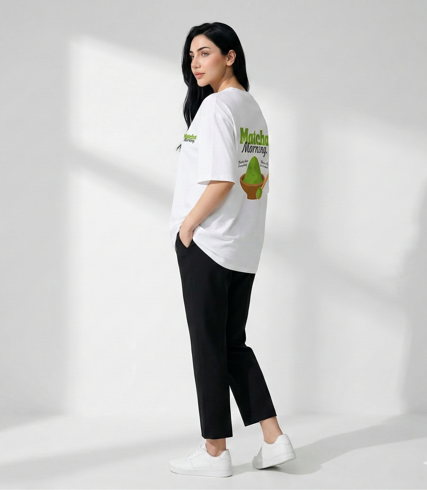 Matcha Morning Oversized Tee - Kella Atelier | 220 GSM Premium Cotton