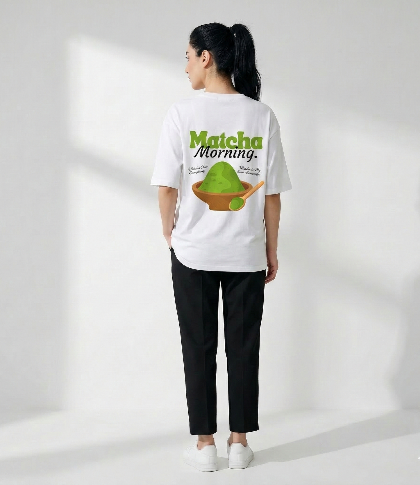 Matcha Morning Oversized Tee - Kella Atelier | 220 GSM Premium Cotton