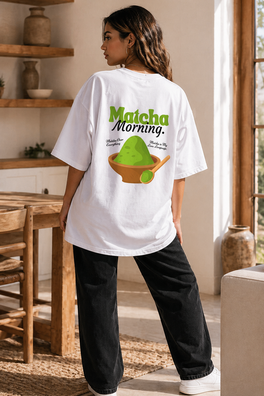 Matcha Morning Oversized Tee - Kella Atelier | 220 GSM Premium Cotton