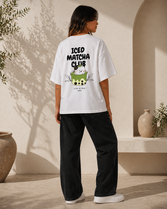 Matcha Ice Club Oversized Tee - Kella Atelier | 220 GSM Premium Cotton