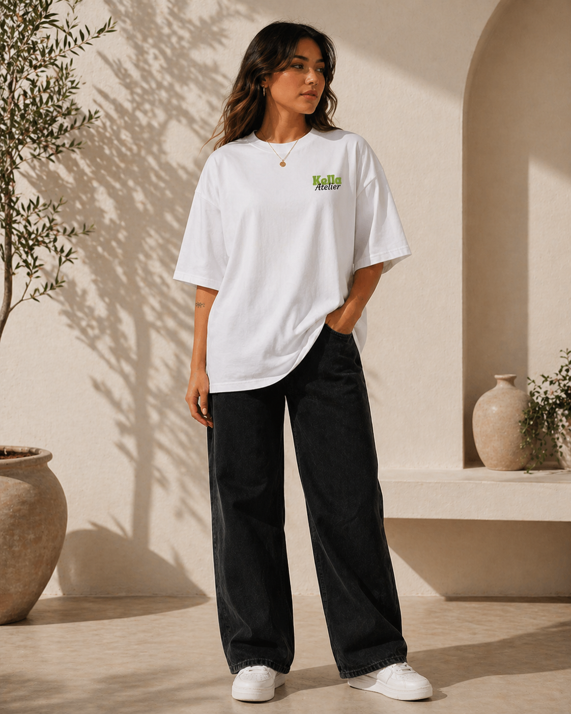Matcha Ice Club Oversized Tee - Kella Atelier | 220 GSM Premium Cotton
