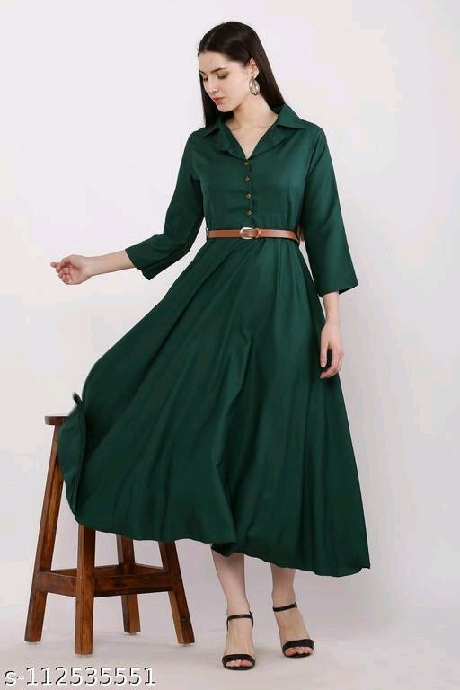 Classy Party-wear Women Dress Green