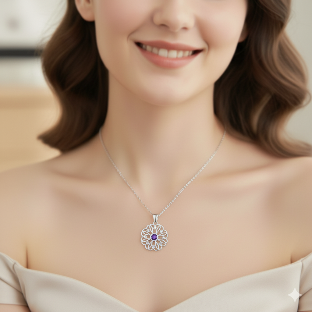 💎 Kella Silver Birthstone Pendant Necklace