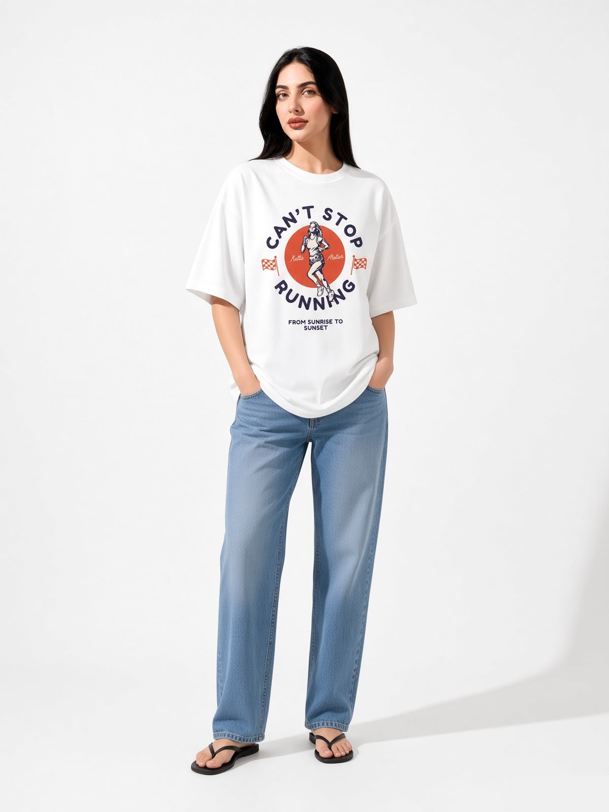 Can't Stop Running Oversized Tee - Kella Atelier | 220 GSM Premium Cotton