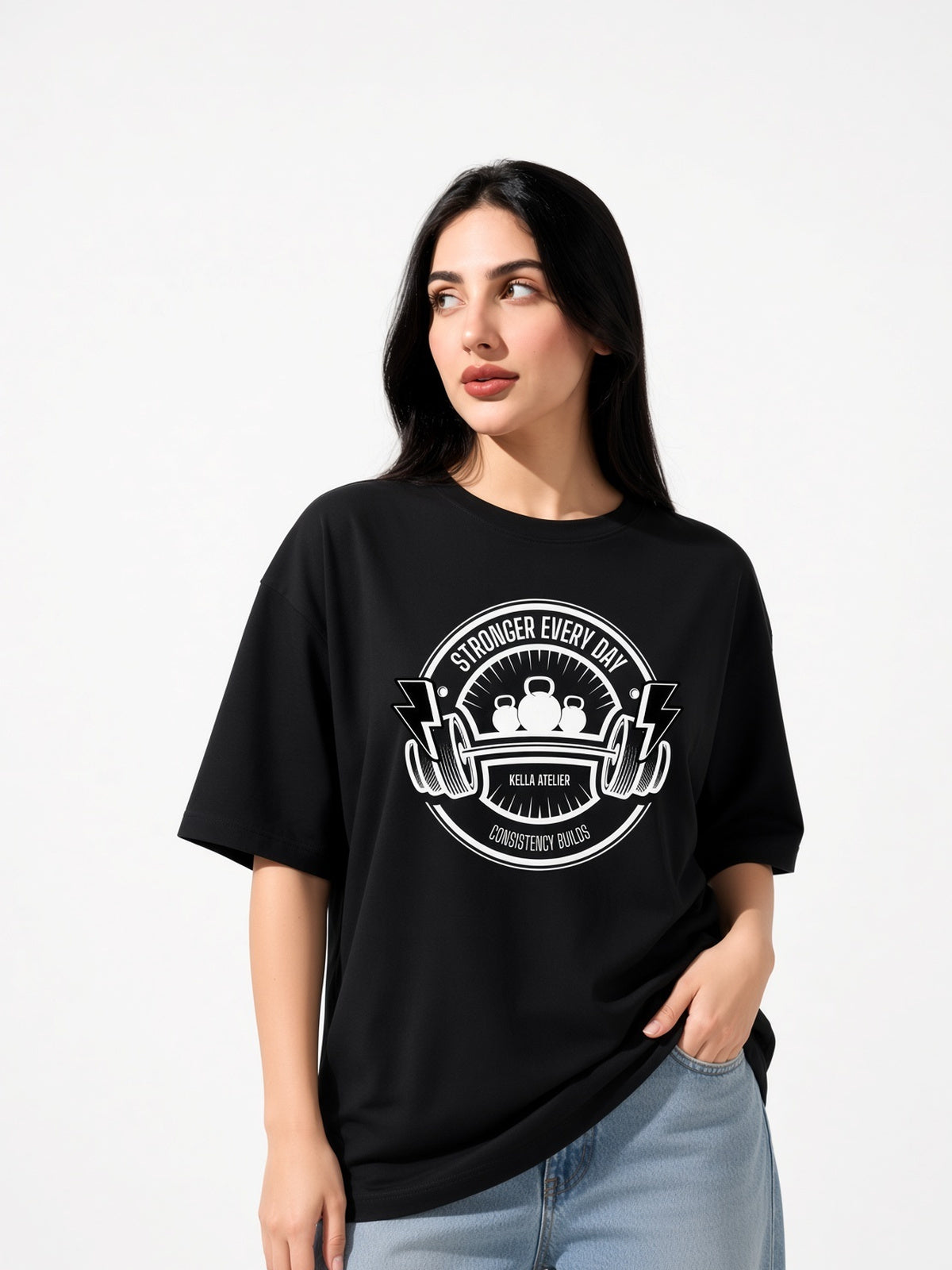 Stronger Everyday Oversized Tee - Kella Atelier | 220 GSM Premium Cotton