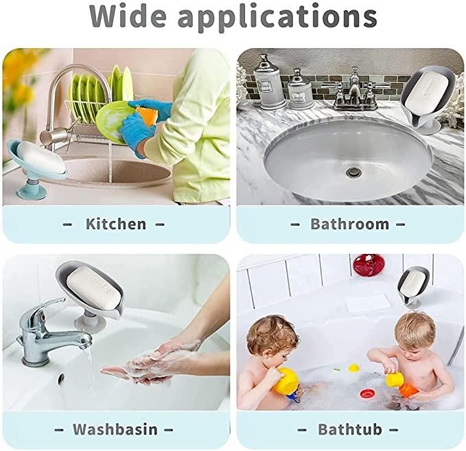 Soap Holder-Leaf Shaped Soap Box Soap Holder for Kitchen & Bathroom Plastic Soap Bar Holder ,Soap Case Buy 1 Get 1